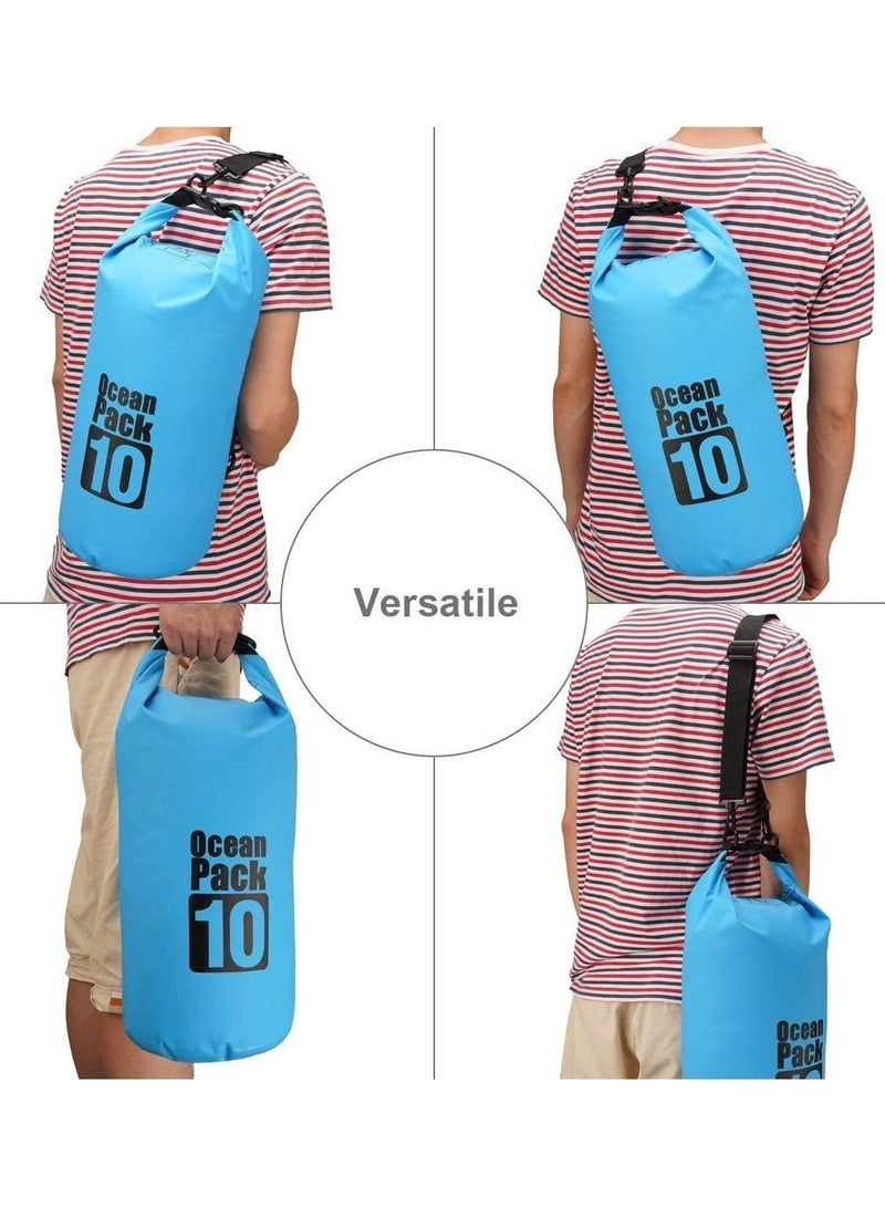 أوشن باك حقيبة جافة مقاومة للماء من مادة PVC، سعة 10 لتر، قابلة للطي، مناسبة للغوص والتخزين، للرجال والنساء، وللشاطئ والسباحة، وللرحلات النهرية والبحرية، مع حزام كتف، مثالية للتجديف، والشاطئ، وركوب القوارب، والمشي لمسافات طويلة، والتخييم، وصيد الأسماك، مقاس 32 × 20 سم - أزرق - Image 2